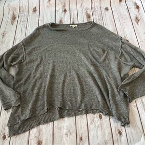 Oversized Distressed Gray Sweater